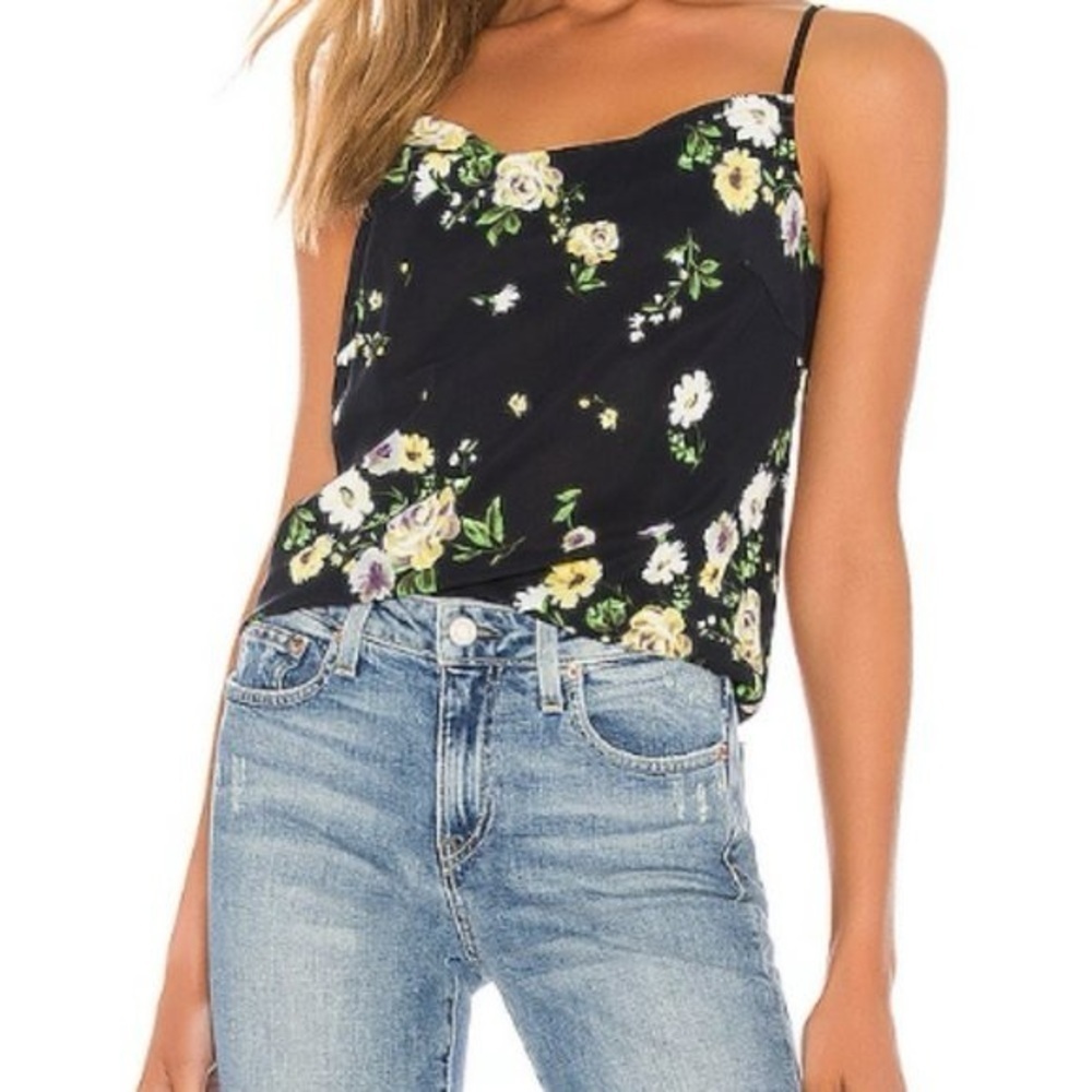 NWT Heartloom Sondra Floral Cowl Neck Camisole Tank Dark Navy Blue